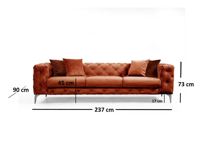 Atelier Del Sofa Como - Sofá de 3 Plazas Naranja